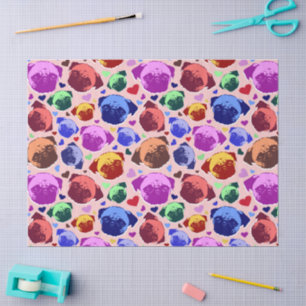 Pug Puppy Dog PopArt Retro Style Tissue Paper