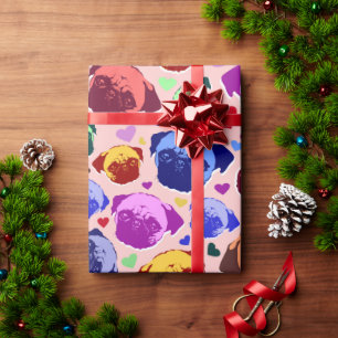 Pug Puppy Dog PopArt Retro Style Wrapping Paper