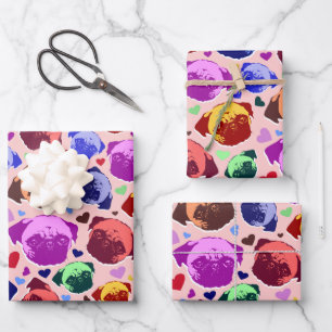 Pug Puppy Dog PopArt Retro Style Wrapping Paper Sheet
