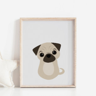 Pug Puppy Dog Poster for Nursery & Kids Room Decor