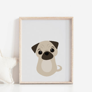Pug Puppy Dog Poster for Nursery & Kids Room Decor