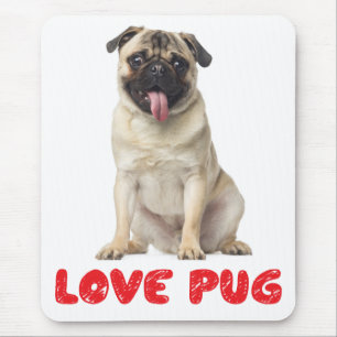 Pug Puppy Dog Red Love Mousepad