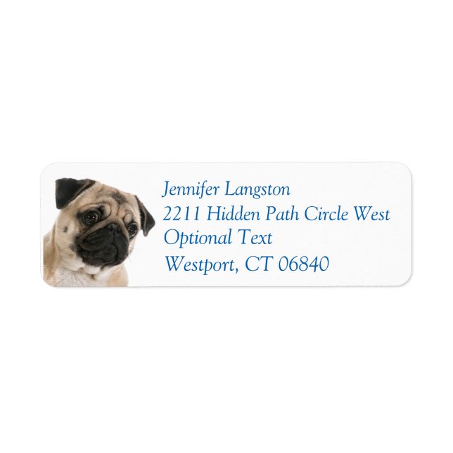 Pug Puppy Dog Return Address Name Label (Front)