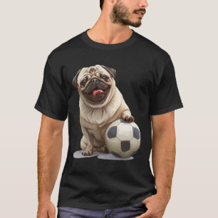 Pug Puppy Dog Soccer Byll Sports Team Animal Men W T-Shirt