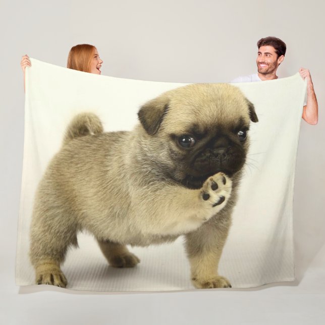 Pug Puppy Fleece Blanket (In Situ)