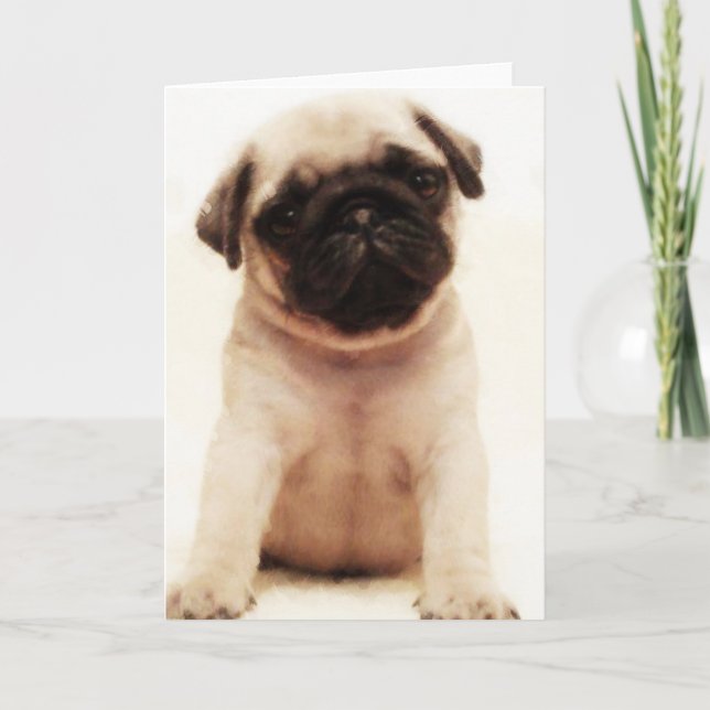 Pug puppy greeting card (Front)
