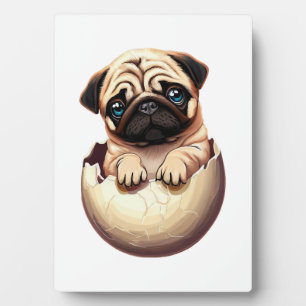 Pug Puppy in Egg - Cute Dog Design Plaque