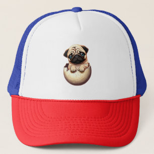 Pug Puppy in Egg - Cute Dog Design Trucker Hat