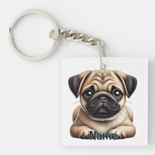 Pug Puppy Key Ring (Front)