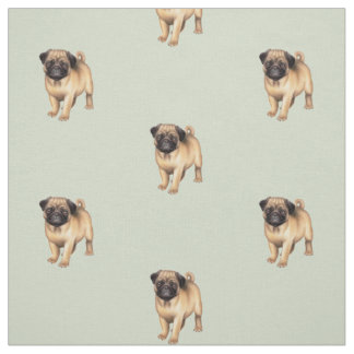 Pug Puppy Love Brushed Cotton Fabric