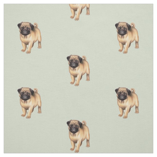 Pug Puppy Love Brushed Cotton Fabric (Swatch)