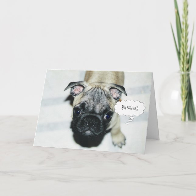 Pug Puppy Valentine's Day Greeting Card #1 (Front)