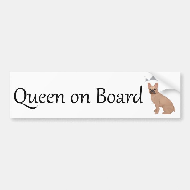 Pug Queen on Board Bumper Sticker (Front)