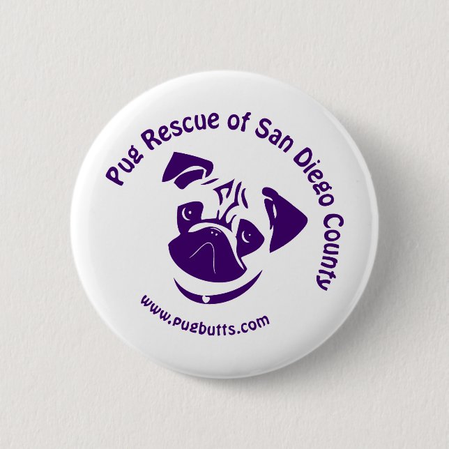Pug Rescue Logo Purple 6 Cm Round Badge (Front)