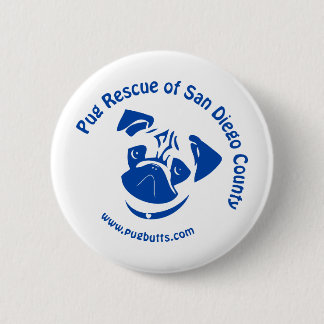 Pug Rescue San Diego County Logo - Blue 6 Cm Round Badge