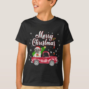 Pug Retriever Rides Red Truck Christmas Pajama T-Shirt