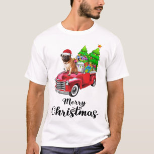 Pug Ride Red Truck Christmas Pajama T-Shirt