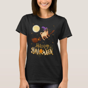 Pug Ride Witch Shotgun Pug Dog Halloween T-Shirt