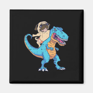 Pug Riding T-rex Surfing Dinosaur Funny Dog Lover Magnet