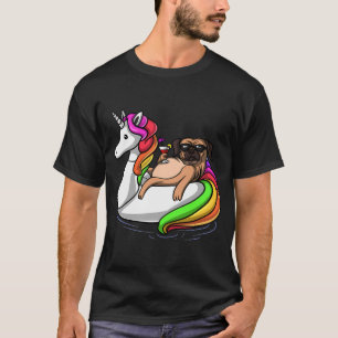 Pug Riding Unicorn Float T-Shirt