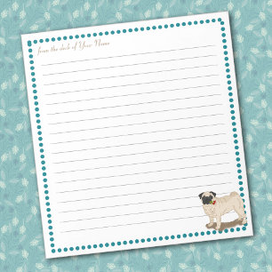 Pug Roses Personalised lined Notepad