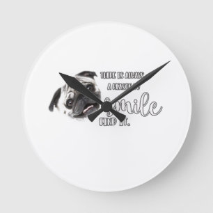 Pug Round Clock