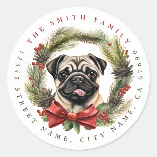 Pug Round Stickers (Front)
