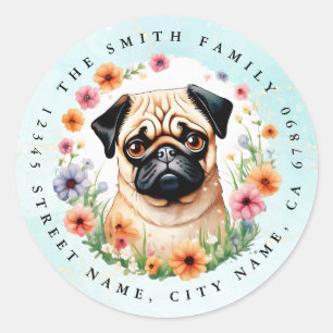 Pug Round Stickers