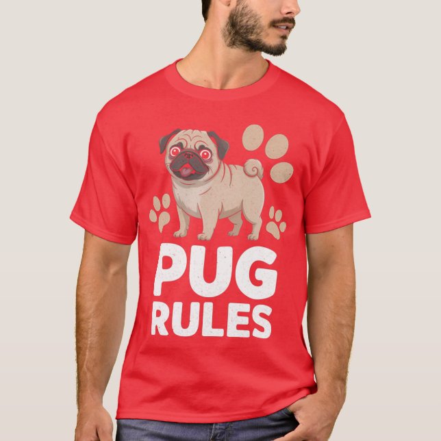 Pug Rules Dograiner Pet Breeder Pup Owner Puppy Lo T-Shirt (Front)
