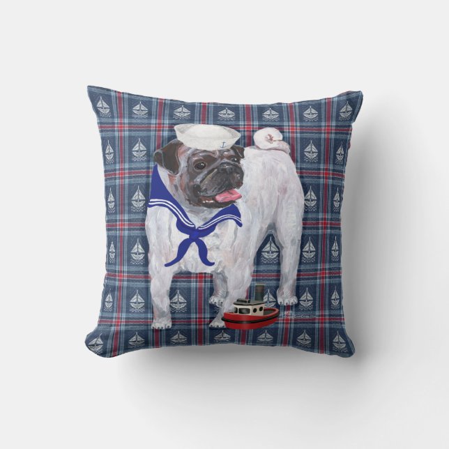 Pug Sailor Cushion (Front)