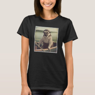 Pug Sailor Fishing Vintage Graphic T-Shirt