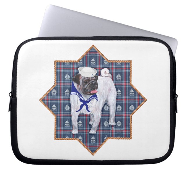 Pug Sailor Laptop Sleeve (Front)
