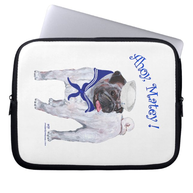 Pug Sailor Laptop Sleeve (Front)