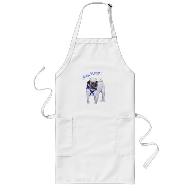 Pug Sailor Long Apron (Front)