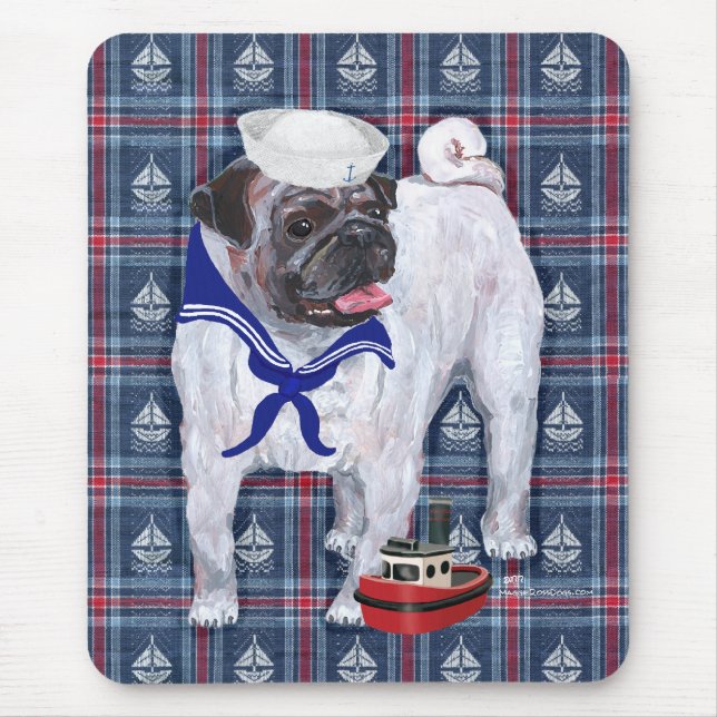 Pug Sailor Mouse Pad (Front)