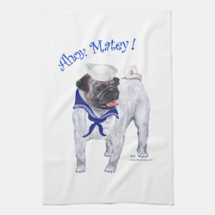 Pug Sailor Tea Towel