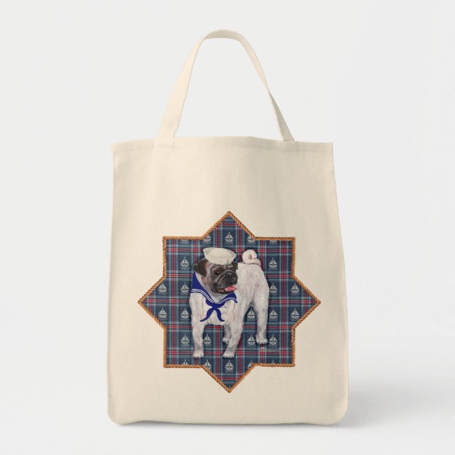 Pug Sailor Tote Bag (Front)