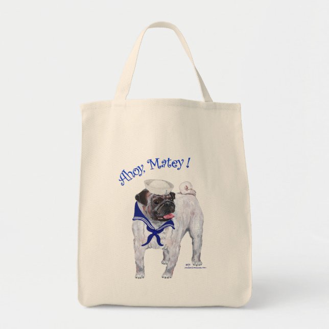 Pug Sailor Tote Bag (Front)
