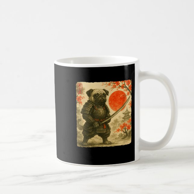 Pug Samurai Japanese Warrior Costume Sumi-e Art Fu Coffee Mug (Right)