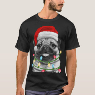 Pug Santa Christmas Tree Lights Xmas Pugmas Dog Do T-Shirt