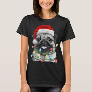 Pug Santa Christmas Tree Lights Xmas Pugmas Dog Do T-Shirt