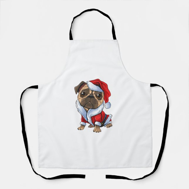 Pug Santa Costume Christmas Pajama Cute Dog Puppy  Apron (Front)
