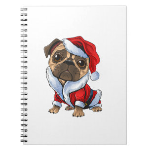 Pug Santa Costume Christmas Pajama Cute Dog Puppy Notebook