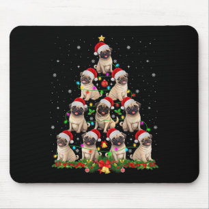 Pug Santa Hat Christmas Tree Lights Xmas Pugmas Do Mouse Pad