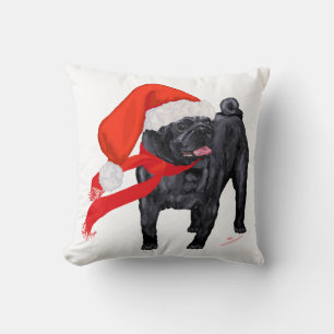 Pug Santa's Helper Cushion
