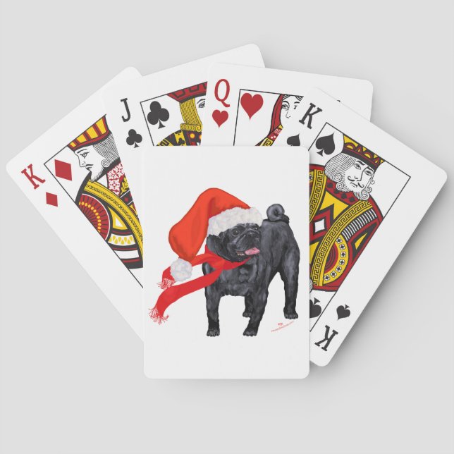 Pug Santa's Helper Playing Cards (Back)