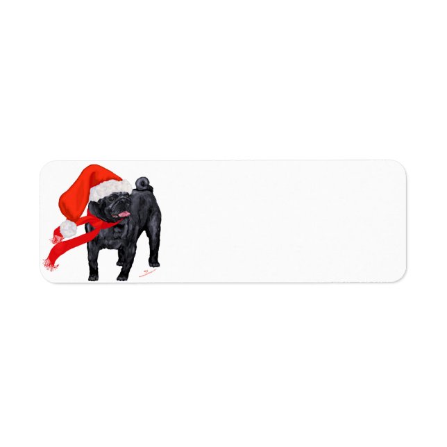 Pug Santa's Helper Return Address Label (Front)