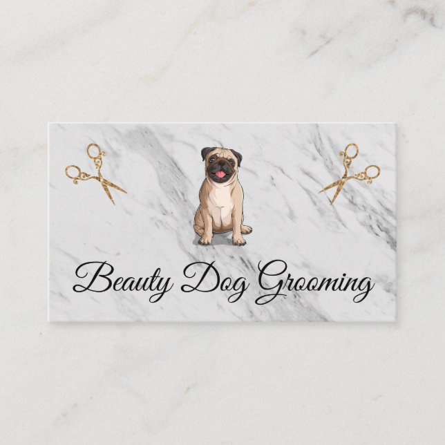 Pug | Scissors Doggie Groomer Business Card (Front)