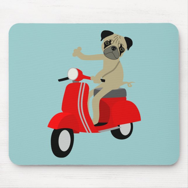 Pug Scooter Mouse Pad (Front)