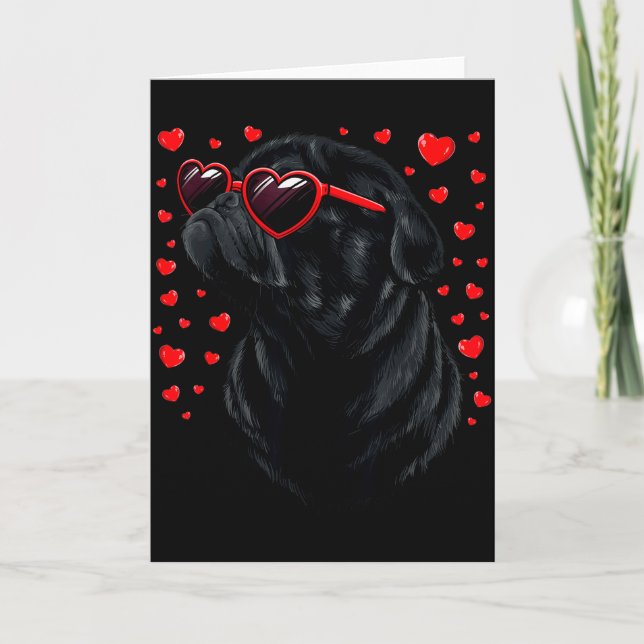 Pug Shirt Pug Lover Pug Mum Dad Valentine Black Pu Card (Front)